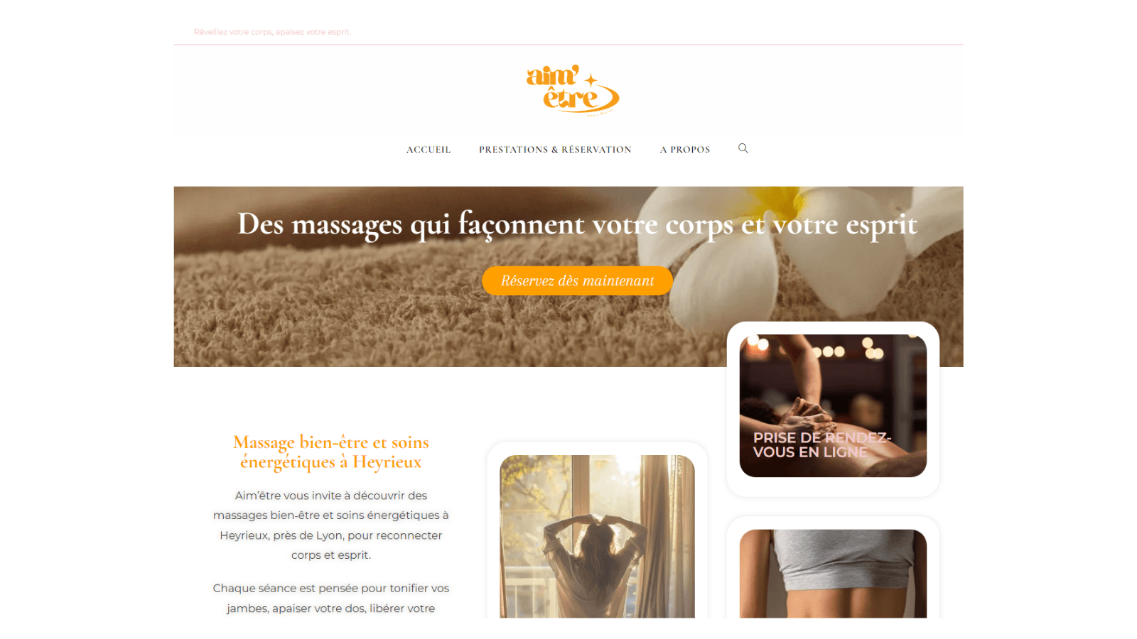 Site WordPress Aim’être en version desktop.